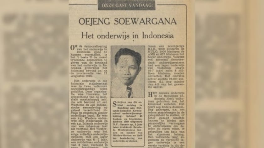Sebuah artikel yang memuat Oejeng Soewargana di surat kabar Het Parool, Rabu 17 November 1954. (Foto: Dhelper.nl)
